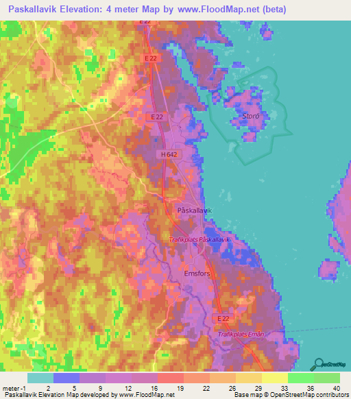 Paskallavik,Sweden Elevation Map