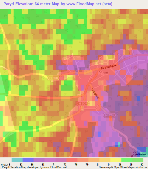 Paryd,Sweden Elevation Map