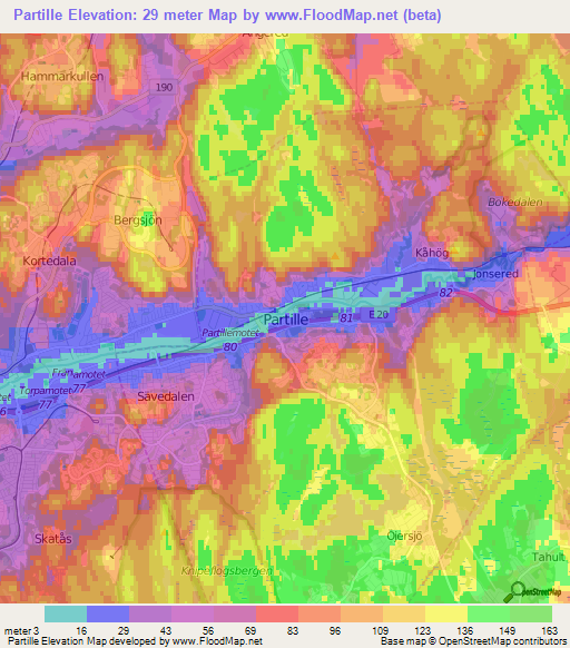 Partille,Sweden Elevation Map