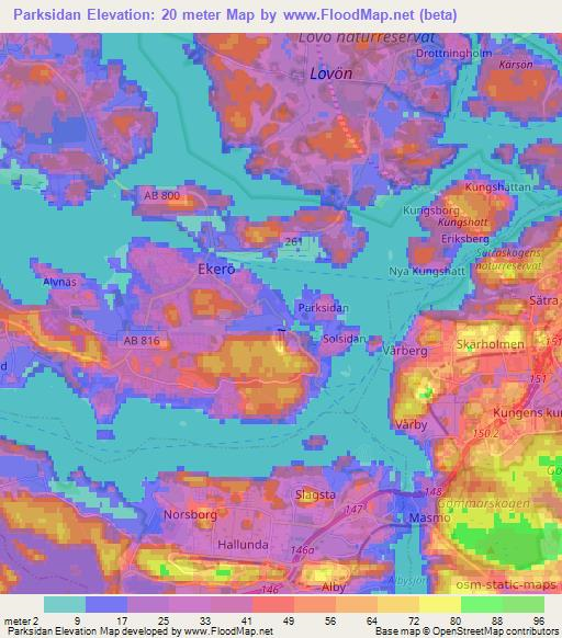 Parksidan,Sweden Elevation Map