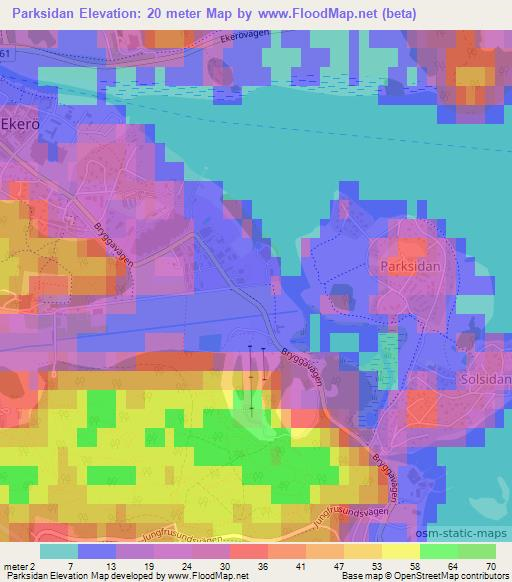 Parksidan,Sweden Elevation Map