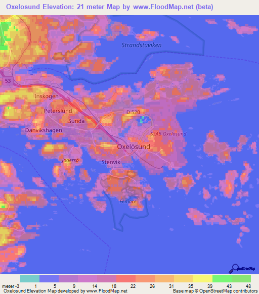 Oxelosund,Sweden Elevation Map