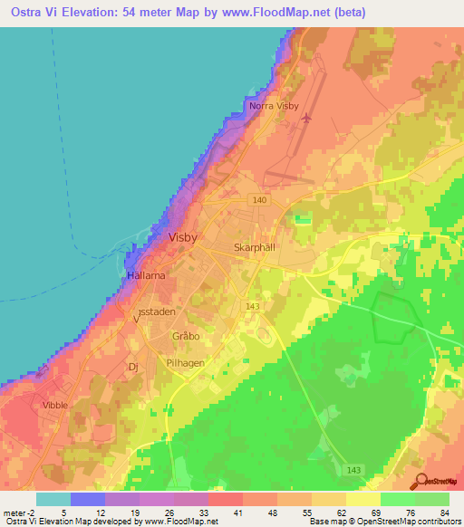 Ostra Vi,Sweden Elevation Map