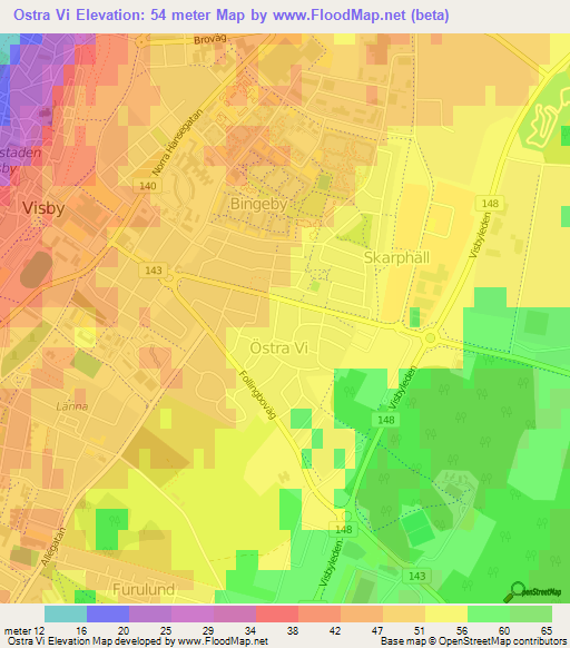 Ostra Vi,Sweden Elevation Map