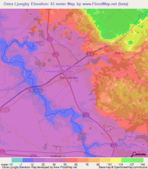 Ostra Ljungby,Sweden Elevation Map
