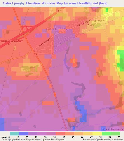 Ostra Ljungby,Sweden Elevation Map