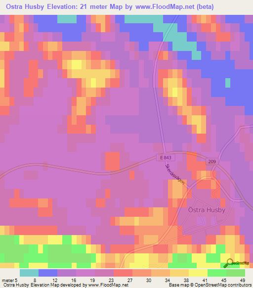 Ostra Husby,Sweden Elevation Map