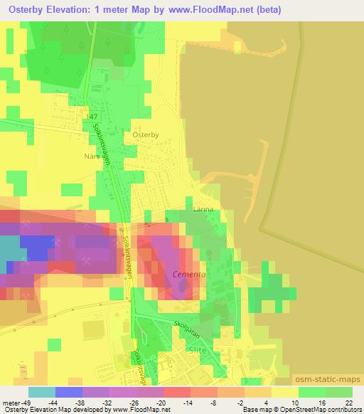 Osterby,Sweden Elevation Map