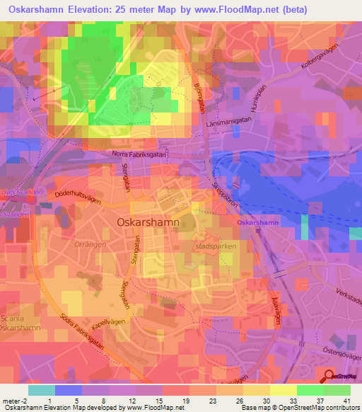 Oskarshamn,Sweden Elevation Map