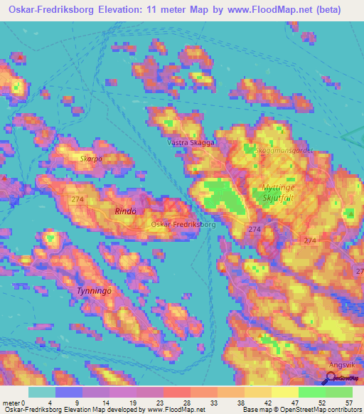 Oskar-Fredriksborg,Sweden Elevation Map