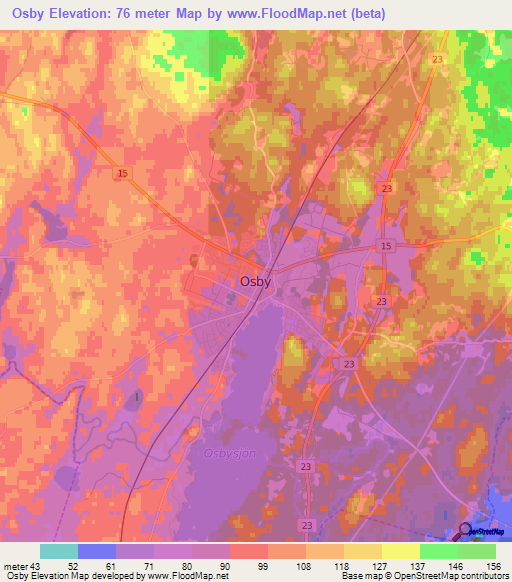 Osby,Sweden Elevation Map