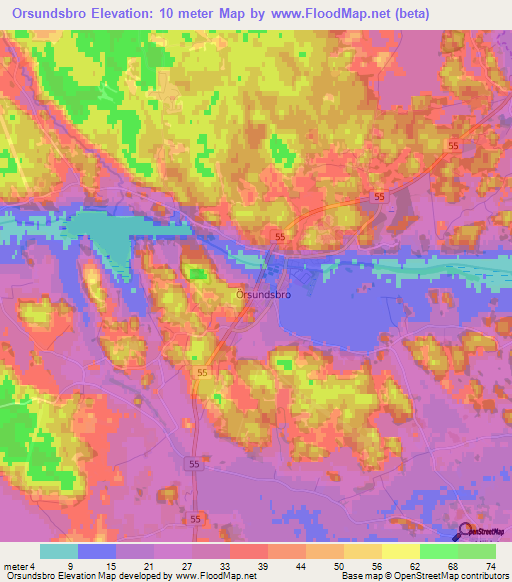 Orsundsbro,Sweden Elevation Map