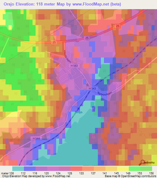 Orsjo,Sweden Elevation Map