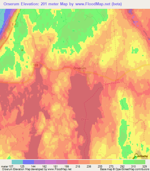 Orserum,Sweden Elevation Map