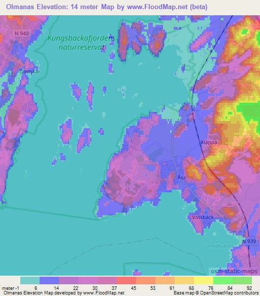 Olmanas,Sweden Elevation Map