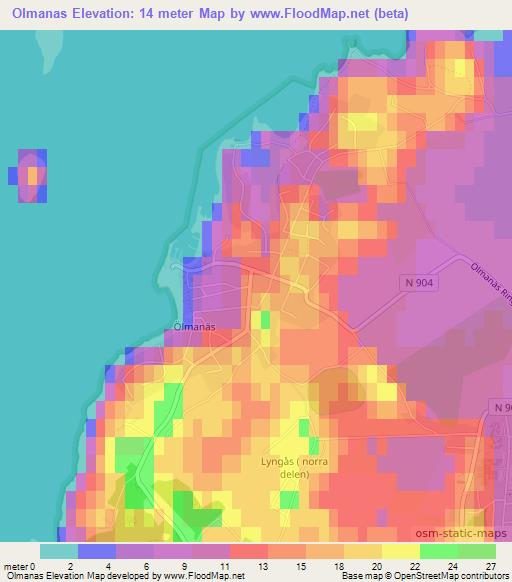 Olmanas,Sweden Elevation Map