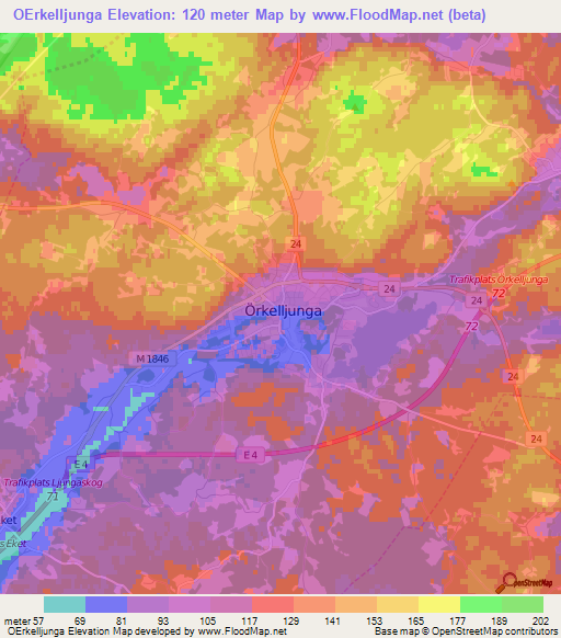 OErkelljunga,Sweden Elevation Map