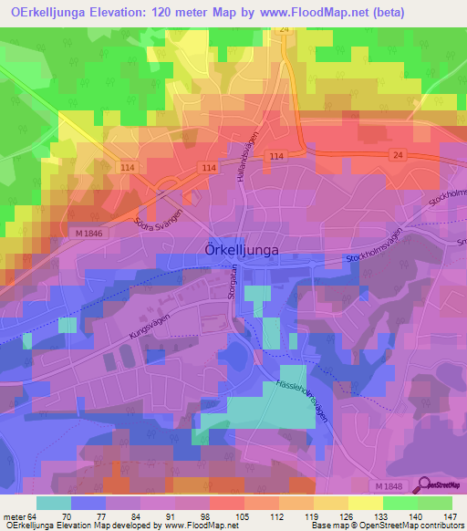 OErkelljunga,Sweden Elevation Map