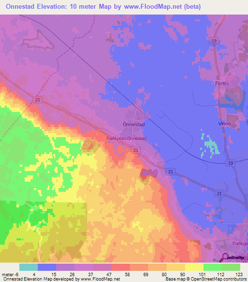 Onnestad,Sweden Elevation Map