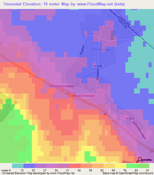 Onnestad,Sweden Elevation Map