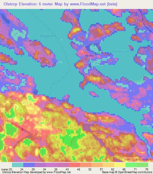 Olstorp,Sweden Elevation Map