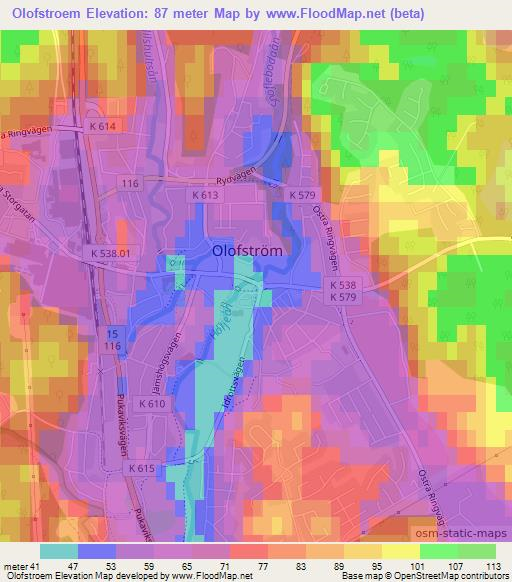 Olofstroem,Sweden Elevation Map
