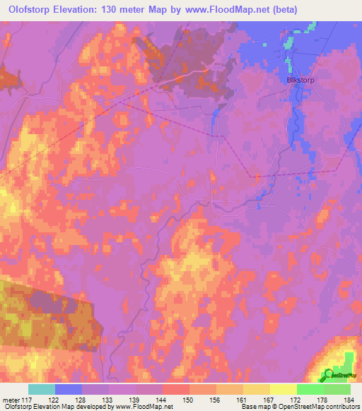 Olofstorp,Sweden Elevation Map