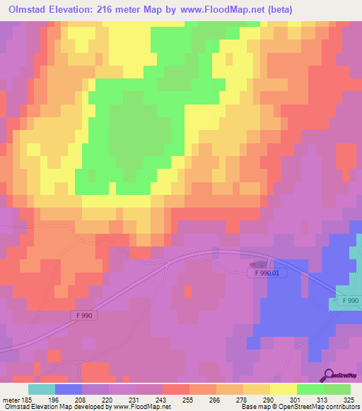 Olmstad,Sweden Elevation Map