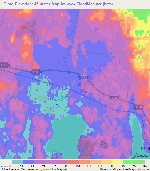 Olme,Sweden Elevation Map