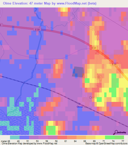 Olme,Sweden Elevation Map