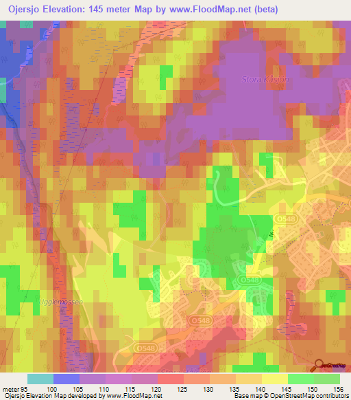 Ojersjo,Sweden Elevation Map