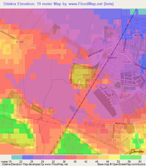 Odakra,Sweden Elevation Map