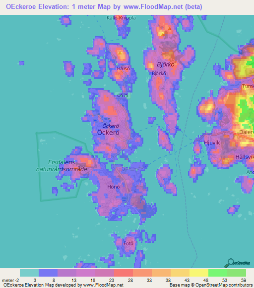 OEckeroe,Sweden Elevation Map