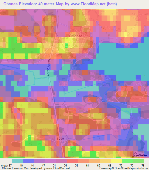 Obonas,Sweden Elevation Map