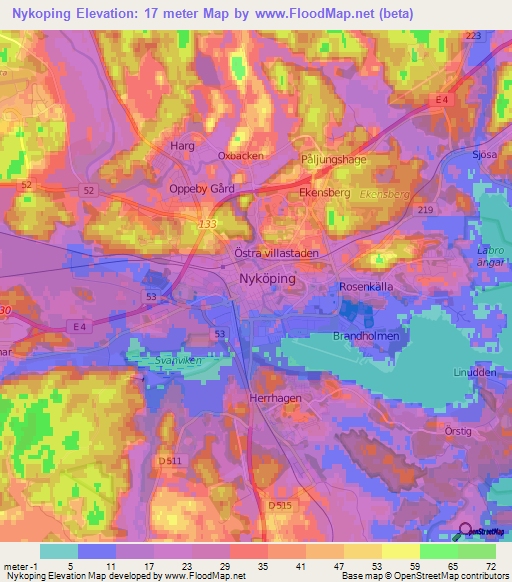 Nykoping,Sweden Elevation Map