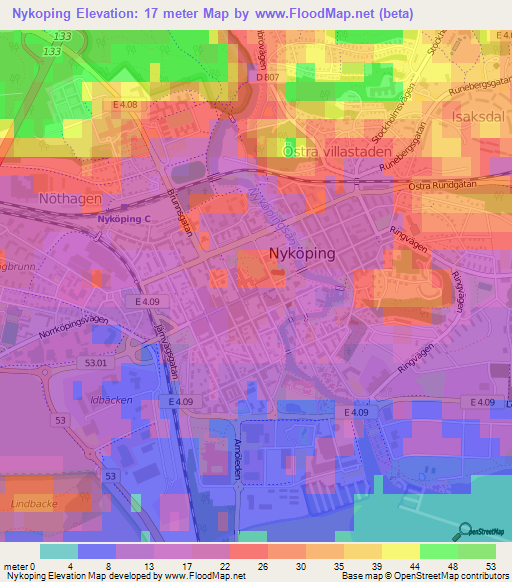 Nykoping,Sweden Elevation Map