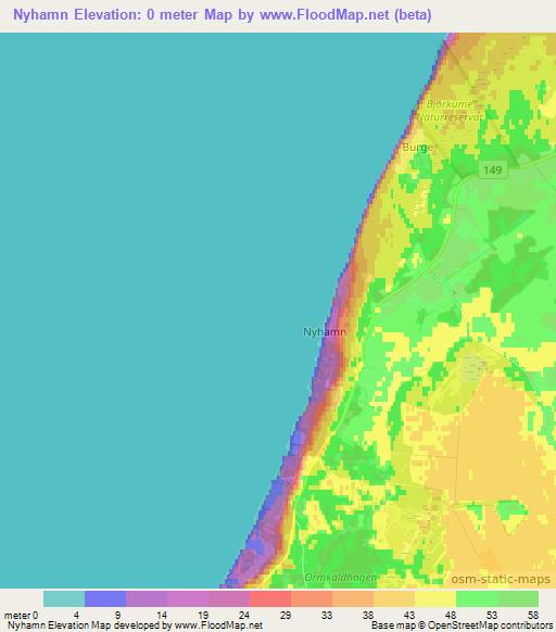 Nyhamn,Sweden Elevation Map