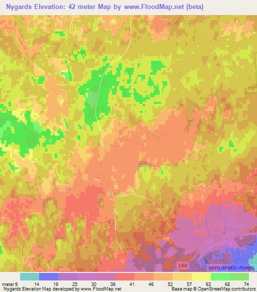 Nygards,Sweden Elevation Map