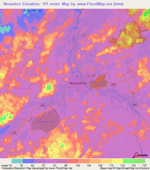 Nossebro,Sweden Elevation Map