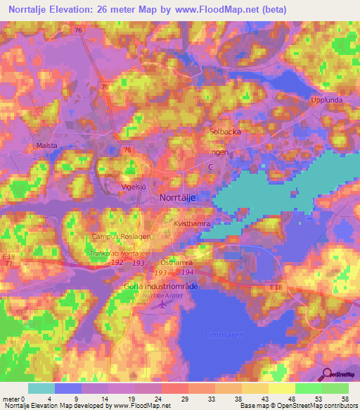 Norrtalje,Sweden Elevation Map