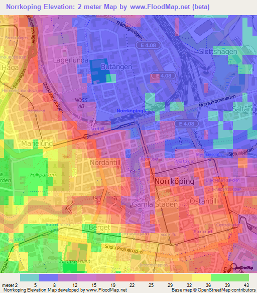 Norrkoping,Sweden Elevation Map