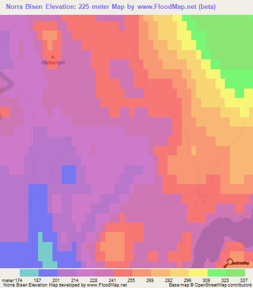 Norra Bisen,Sweden Elevation Map