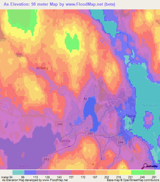 As,Sweden Elevation Map