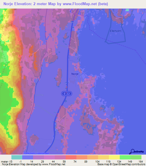 Norje,Sweden Elevation Map