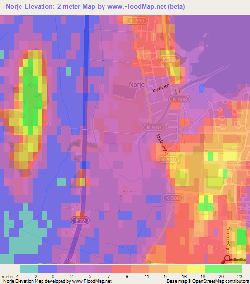 Norje,Sweden Elevation Map