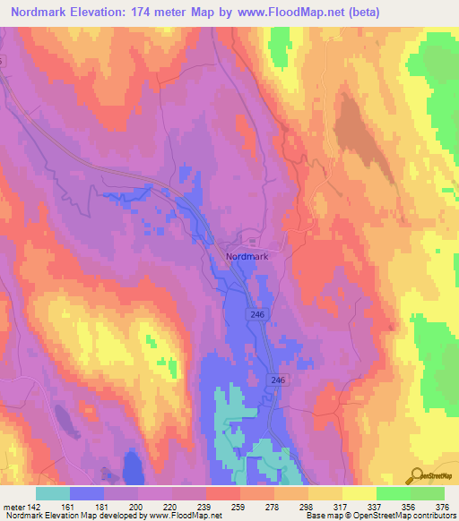 Nordmark,Sweden Elevation Map