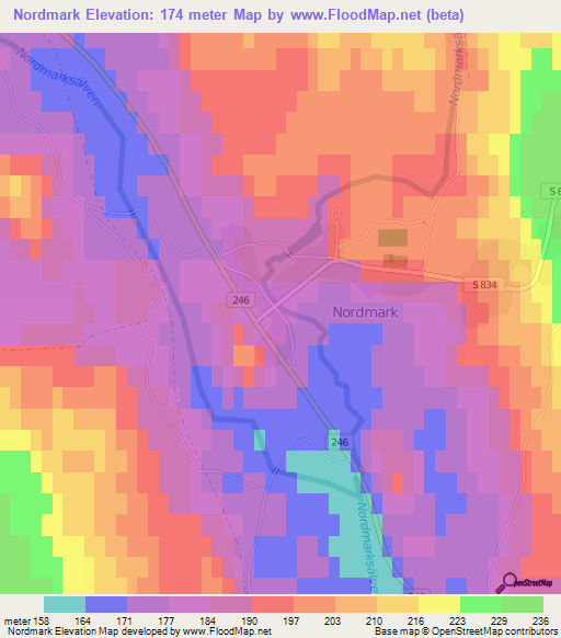 Nordmark,Sweden Elevation Map