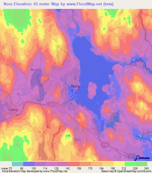 Nora,Sweden Elevation Map