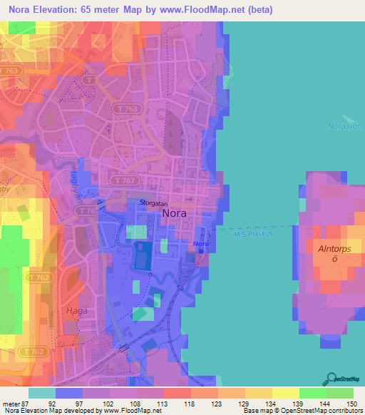 Nora,Sweden Elevation Map