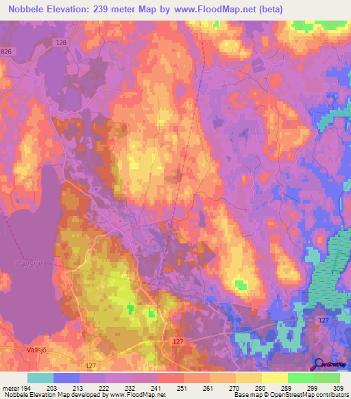 Nobbele,Sweden Elevation Map